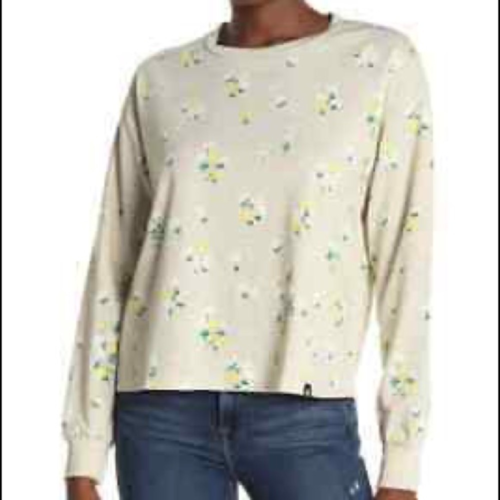 AQ: NWT Nordstrom CIRCLEX Oatmeal All Over Floral Sweatshirt Sz S